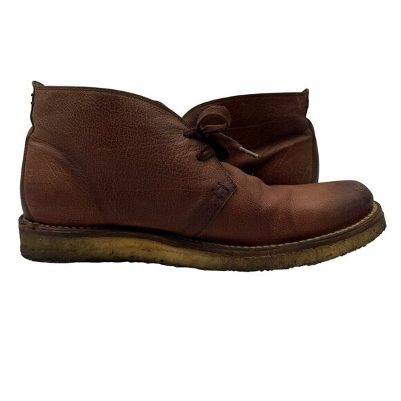 Frye Phillip Crepe Chukka Boots Brown Leather Mens Size 10D With Lace-Up Closure